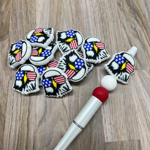 USA Eagle with Glasses Silicone Focal Beads | Focal Bead | Groovy Eagle Focal Bead | Pen Beads | Keychain beads | 4th of July Bead