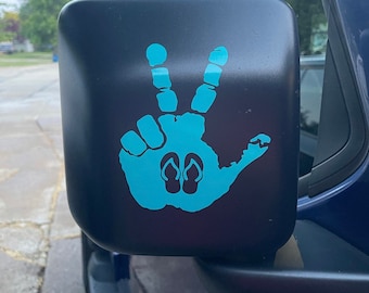 Hand Wave Flip Flop Peace- Wave decal - Set of 2 Hand Wave mirror decal