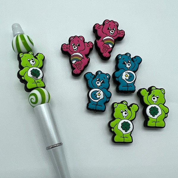 Caring Bear Silicone Focal Beads |  Bear Focal Bead - Pen Beads | Keychain beads