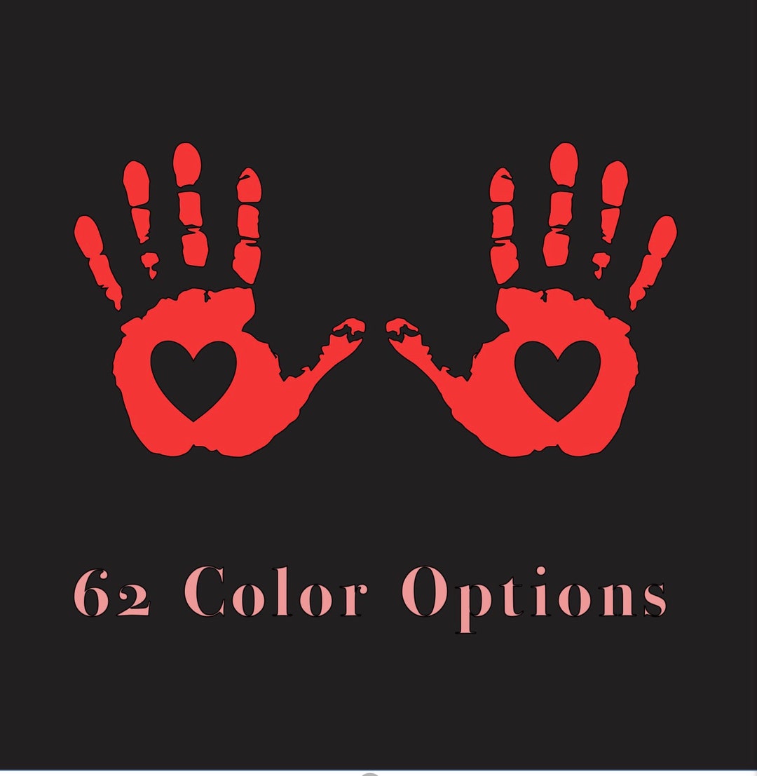 Hand Wave W/ Heart Cut Out Decal Set of 2 - Wave Decal - Mirror Decal ...