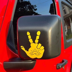 Wave Sun Peace Hand Wave -Wave decal - set of 2 Hand Wave mirror decal