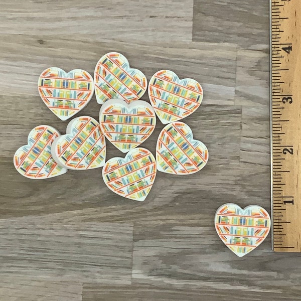 Books Printed Heart Silicone Focal Beads | Focal Bead | Library Focal Bead | Pen Beads | Keychain beads | Book Lover Bead | Reading Bead