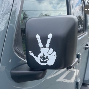 Set of 2 Hand Wave Pirate Ship Peace Wave Decal for Jeep Side Mirrors- Wave decal - Hand Wave mirror decal