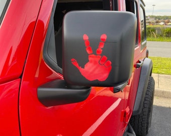 Set of 2 Hand Wave Peace Wave Decal for Jeep Side Mirrors- Wave decal - Hand Wave mirror decal