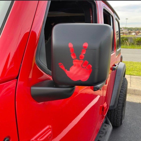 Set of 2 Hand Wave Peace Wave Decal for Jeep Side Mirrors- Wave decal - Hand Wave mirror decal