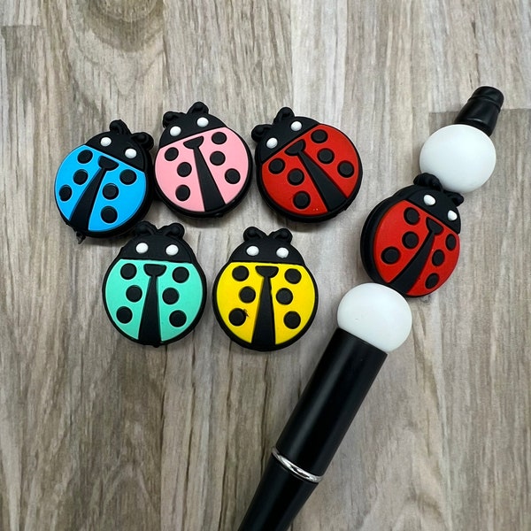 Ladybug Silicone Focal Beads | Bug Focal Bead | Pen Beads | Keychain beads | Wristlet Bead