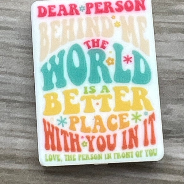 Dear Person Printed Rectangle Silicone Focal Beads | Printed Focal Bead | Pen Beads | Keychain beads | Wristlet Beads | Kindness Bead