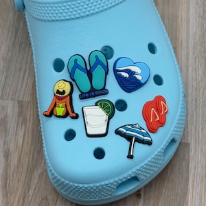 Beach Theme Shoe Charm | Compatible with Crocs | Flip Flop Shoe Charns | Margarita shoe charms | Day at the Beach shoe Charms
