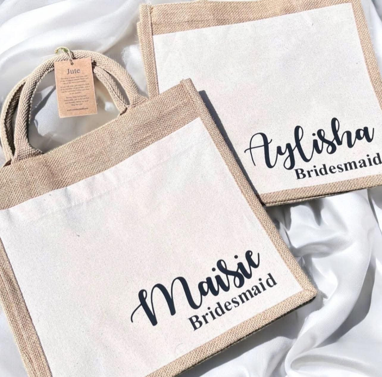 Personalised Bridesmaid Gift Bag, Custom Bridesmaid Burlap Bag, Beach ...