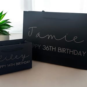 Personalised Birthday Luxury Gift Bag/Bottle Bag- Any Age and Name - Various Colours - 18th 21st 30th 50th 60th Present