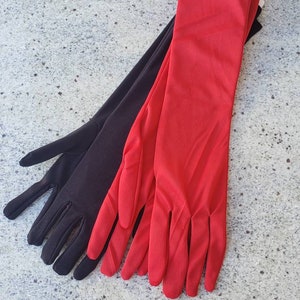Red, black, white, navy, royal blue and many other colors long glove for special occasion, wedding, grad.