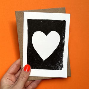 Wenskaart met groot hart | Riso-kaart | Risografiekaart | Verjaardagskaart schattig | Sympathiekaart | Ik denk aan je | Liefdeskaart Eenvoudig