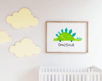 Personalized Dinosaur Nursery Art Print, Baby Room Decor