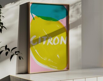 Citron Lemon Kitchen Art Print, French Food Poster