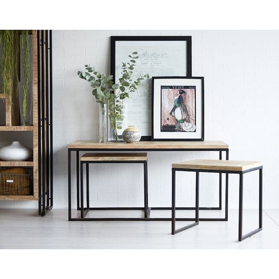 Austin Industrial Coffee Table Set Etsy