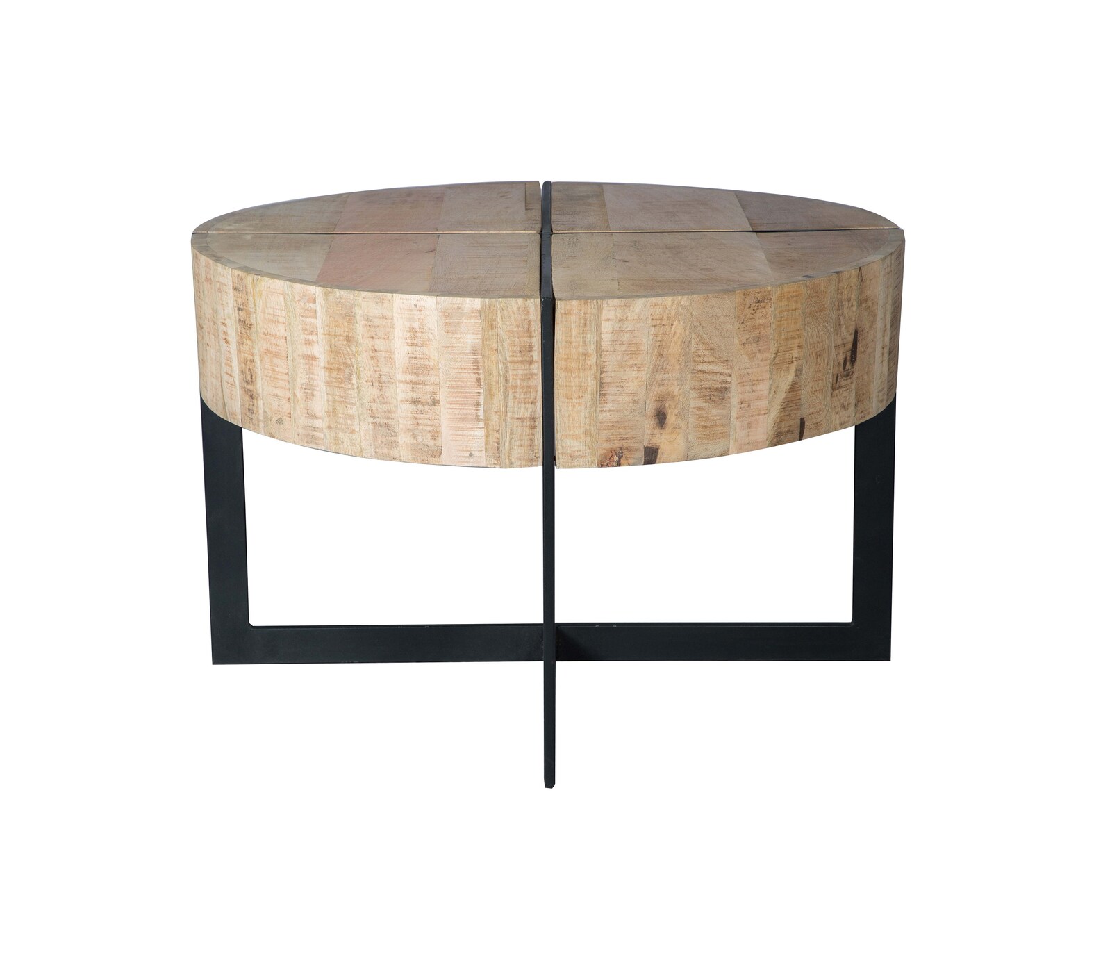 Reclaimed Wood and Metal Round Coffee Table Etsy