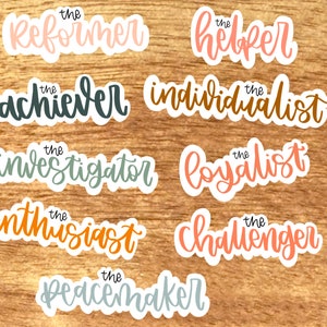 Enneagram Stickers / Enneagram Type 1,2,3,4,5,6,7,8,9 / Glossy Sticker / Waterproof Sticker