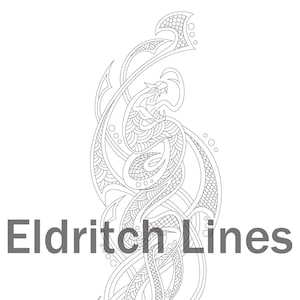 May include: A black and white line drawing of a stylized snake with intricate details. The snake is curled up in a spiral shape with its head facing the viewer. The drawing is set against a white background.