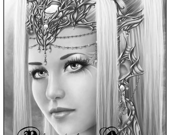 Rising Tide - Página imprimible en escala de grises para colorear adultos de fantasía - DESCARGA DIGITAL - Archivo PDF