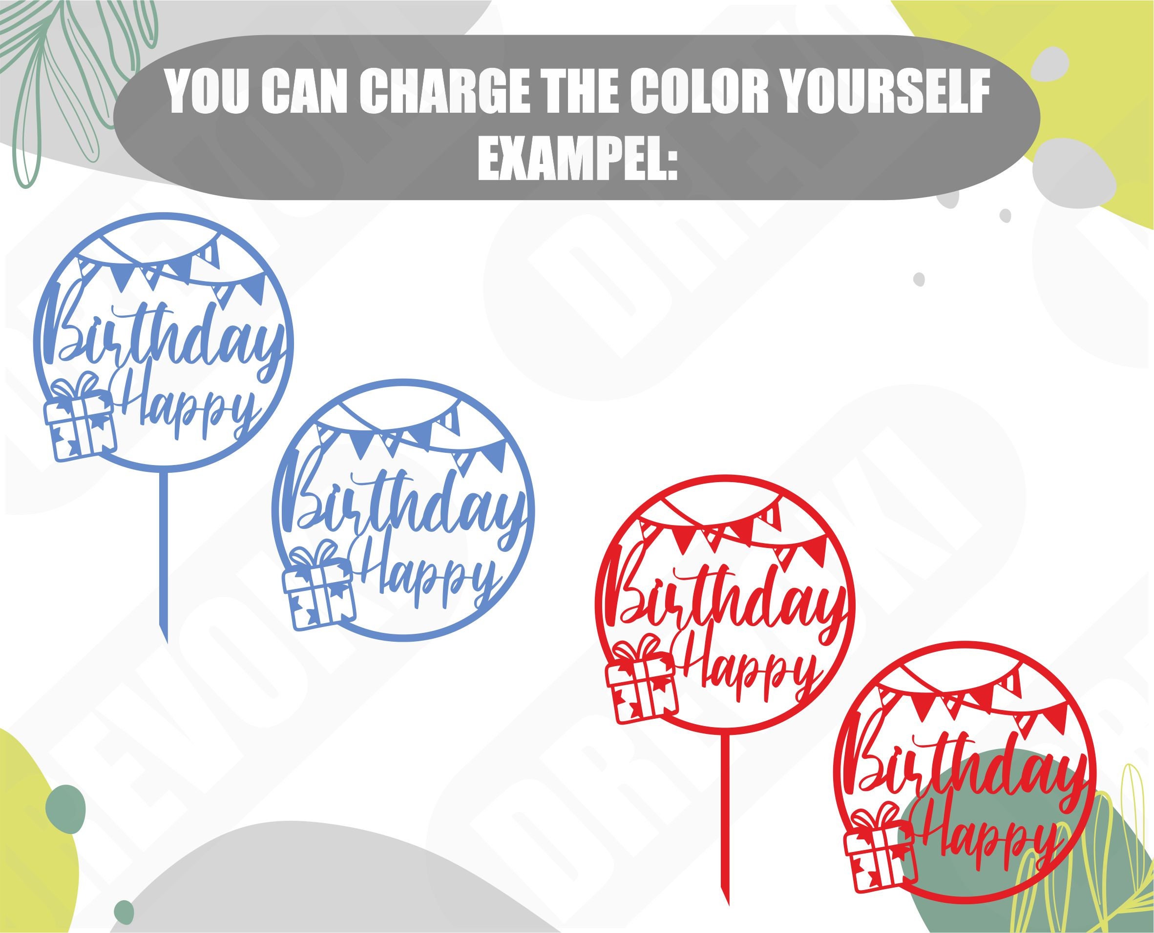 Cake topper svg happy birthday svg cake topper pattern | Etsy