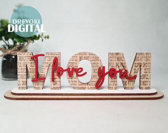 gift card mom svg for glowforge  , mothers day gift svg  happy mother's day gift card laser cut file , svg for glowforge mom gift I love you