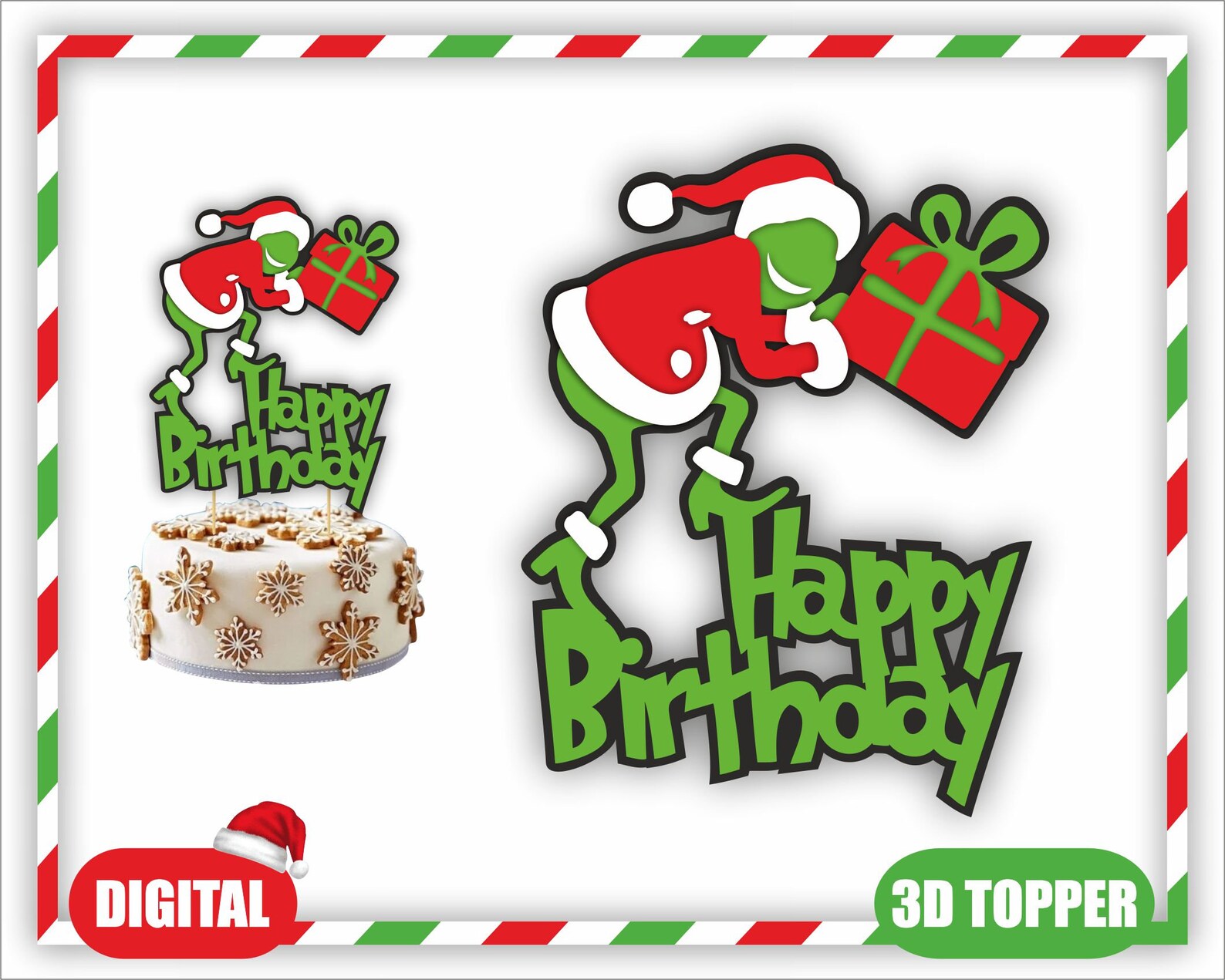 Happy Birthday Svg Layered Cake Topper Svg Grinch Svg for | Etsy Australia