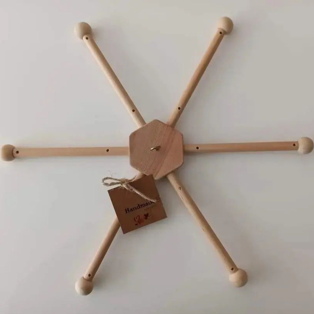 Baby Mobile Hanger, Eco Natural Baby Mobile Holder 6 Arms, Baby Wooden Mobile Arm, Nursery