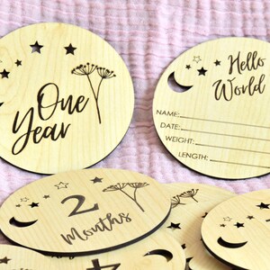 Marcatori Milestone mensili per bambini, carte Milestone mensili, dischi Milestone per foto di bambini, segni mensili per bambini, annuncio di nascita neonatale
