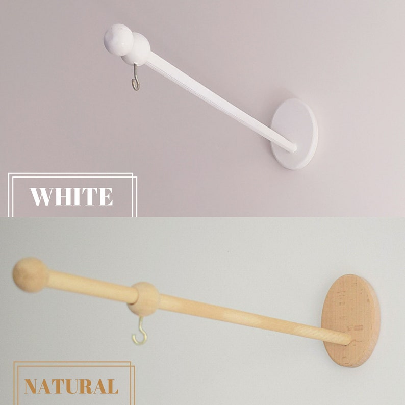 Adjustable Wall Mounted Wooden Mobile Crib Arm White Baby Etsy