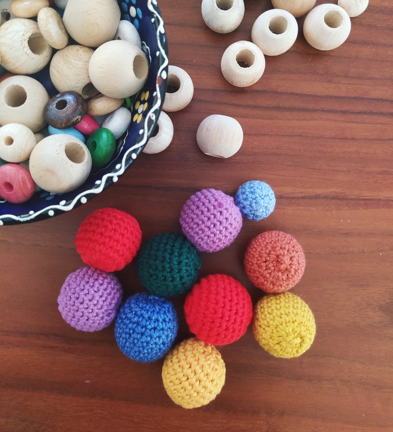 Baby Gift Cotton Beads Crochet Baby Balls 20 Pcs Preschool Knitted Balls Waldorf Pet Ball Toddler Activities Montessori Toys