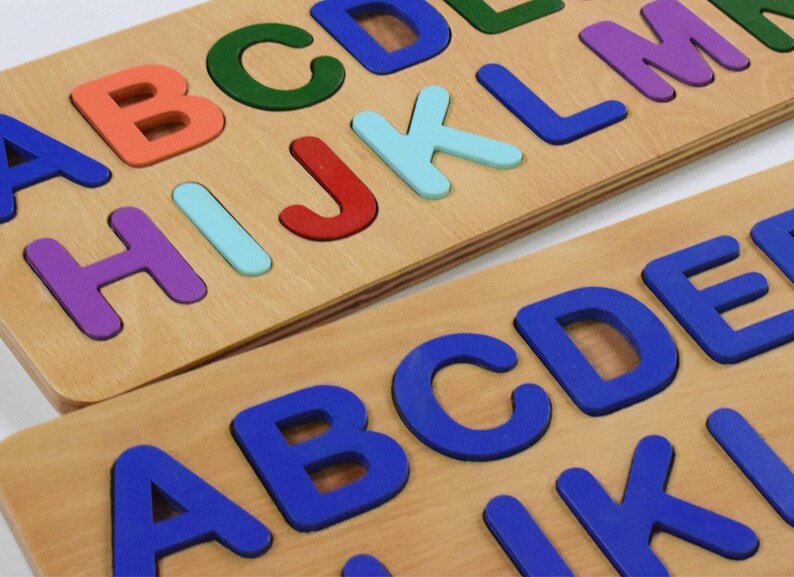 Wooden Alphabet Puzzle Letters Learning Alphabet Toy Etsy