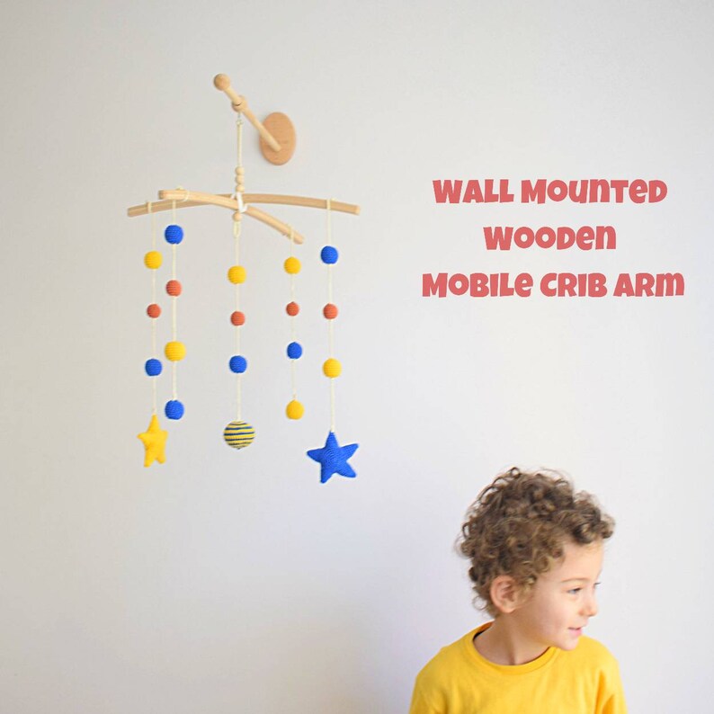 Adjustable Wall Mounted Wooden Mobile Crib Arm Baby Mobile Etsy