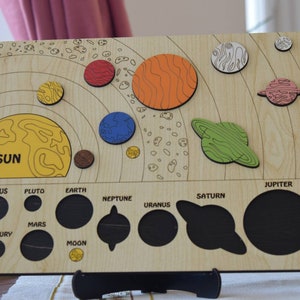 Solar System Puzzle, Colored Planetary System Puzzles, Space Puzzle, Educational Toy with Planets, Personalized Puzzle