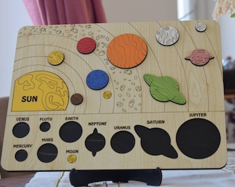 Solar System Puzzle, Colored Planetary System Puzzles, Space Puzzle, Educational Toy with Planets, Personalized Puzzle