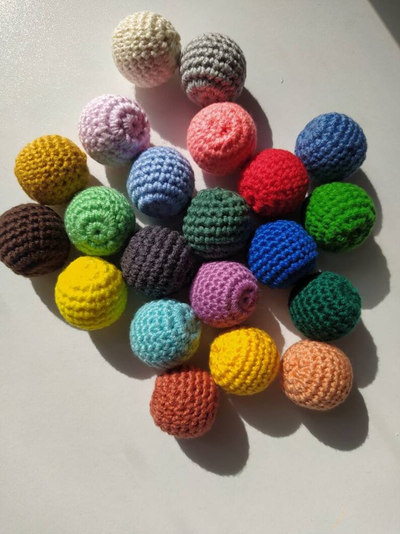 Baby Gift Cotton Beads Crochet Baby Balls 20 Pcs Preschool Knitted Balls Waldorf Pet Ball Toddler Activities Montessori Toys