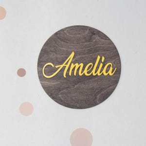 Plaque nominative pour chambre de bébé, 12-30 pouces, baby shower, plaque ronde personnalisée, plaque bébé en bois personnalisée, nom 3D, thème vintage
