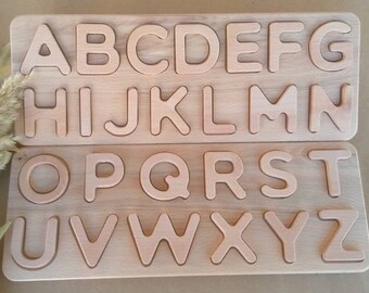 Wooden Alphabet, Learning Letters Toy, Montessori Toys, Kids Puzzle, Educational toy, Waldorf Home School, Baby Shower Gift