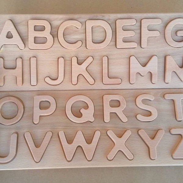 Wooden Alphabet, Learning Letters Toy, Montessori Toys, Kids Puzzle, Educational toy, Waldorf Home School, Baby Shower Gift