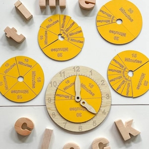 Time Fraction Learning Set, Fraction of Time, Telling Time, Montessori Materials,  Learn to Tell Time, Learning Clock