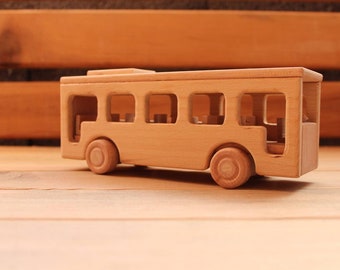 Wooden Big School Bus, Baby Learning Toy, Montessori toy, Baby Shower Gift, Wandrof Toys, Christmas Gift