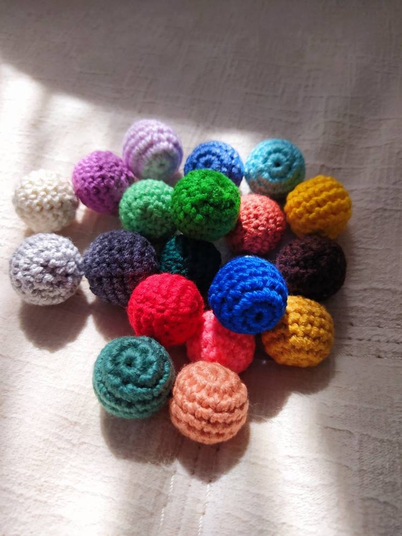 Baby Gift Cotton Beads Crochet Baby Balls 20 Pcs Preschool Knitted Balls Waldorf Pet Ball Toddler Activities Montessori Toys