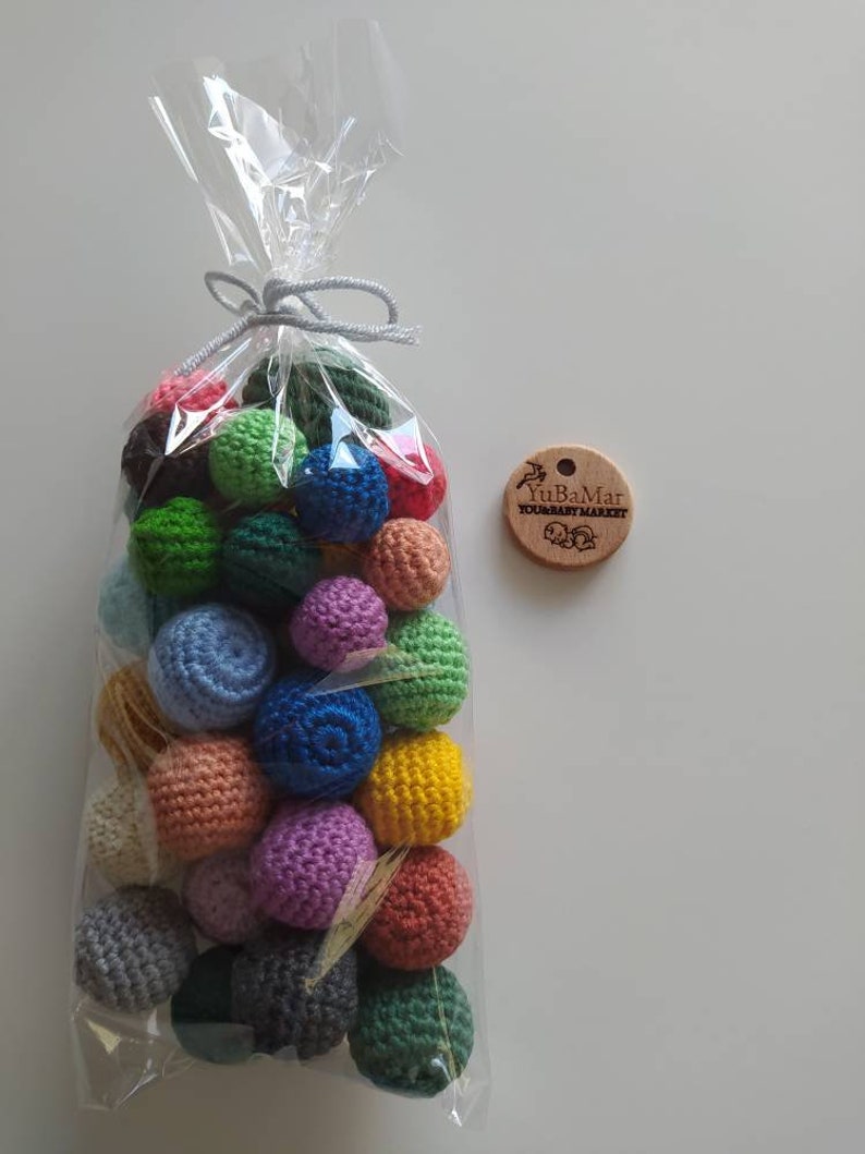 Baby Gift Cotton Beads Crochet Baby Balls 20 Pcs Preschool Knitted Balls Waldorf Pet Ball Toddler Activities Montessori Toys
