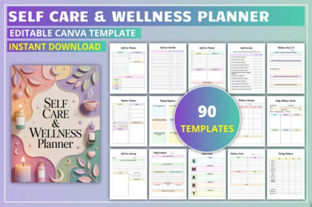 Editable Self Care and Wellness Planner | Mindfulness, Health ...