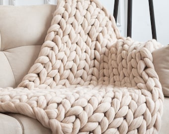 Throw blanket/Chunky knit blanket/Chunky wolle decke/Super chunky/Sustainable Chunky Knit Throw/Super Chunky Knits