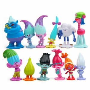 Dreamworks Trolls Plastic Cake Topper Figures 12 Pieces Set