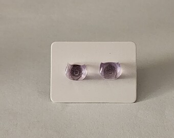 Glow in the Dark Cat Head Earrings - Purple