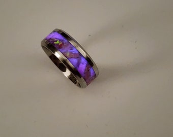 Pink Opal Stainless Steel Glow Ring