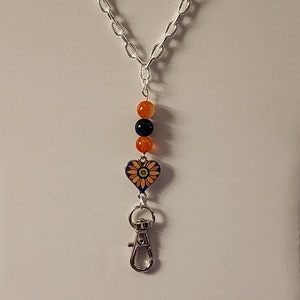 Heart Lanyard, Orange Agate, Blue Tigers Eye