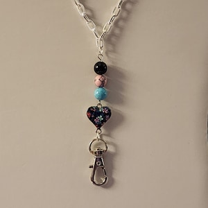Heart Lanyard, Turquoise, Pink Turquoise, Blue Tigers Eye