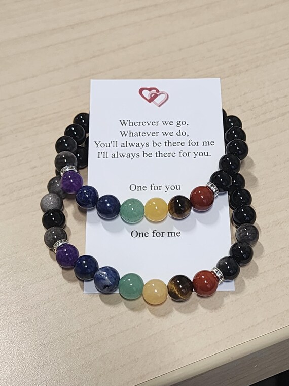 Magnetic Couples Bracelet Chakra and Obsidian, Distance